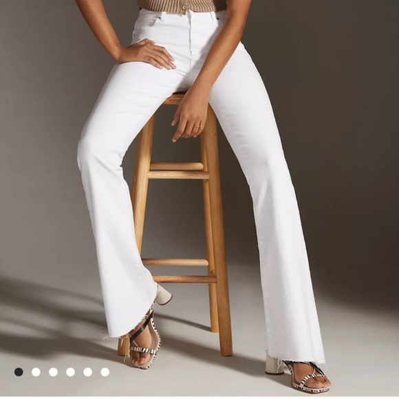 PAIGE Denim - NWT Paige High Rise Laurel Canyon Bootcut Jean 29 8 Flare Leg Raw Hem White